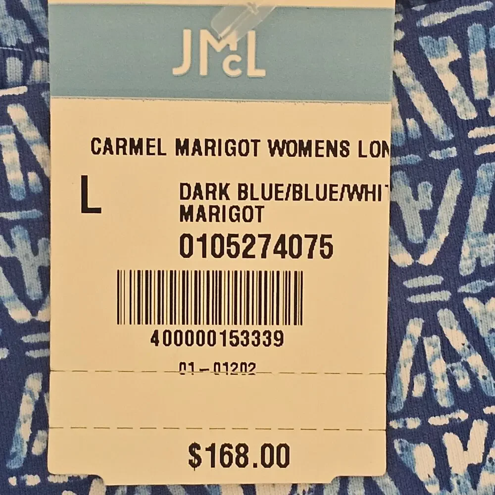 J. McLaughlin Carmel Marigot Flare Pants NWT Dark Blue/Blue/White Size L